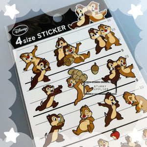 Chip and Dale 4 Size Sticker Sheet