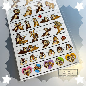 Chip and Dale 4 Size Sticker Sheet