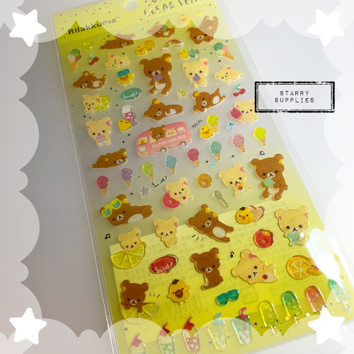 [SE3900] Colorful Clear Seal Rilakkuma/ Korilakkuma Domed Sticker Sheet