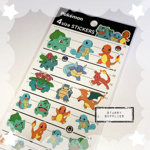 Pokemon 4 Size Starter Sticker Sheet