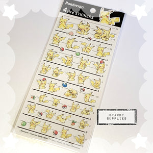 Pikachu 4 Size Sticker Sheet
